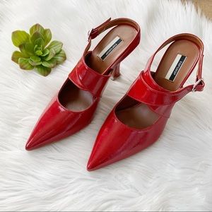 Topshop Red Patent Leather Pumps